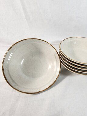 Baroque Hearthside Stoneware Japan 6.5 Inch Cereal Salad Bowls 6 Piece Set Vtg